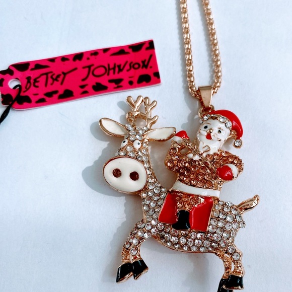 Santa Clause on Reindeer Pendant Necklace - Picture 4 of 4